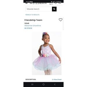 Weissman Friendship Team 13548 XSC 4/5 Purple Blue Ballet Tulle Dance Costume